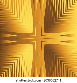 Golden arabesque seamless pattern, arabic endless background with gold ornate lines, cross, star. Mandala square tile, oriental wallpaper