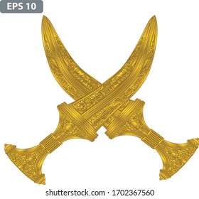 GOLDEN ARABIC DAGGER VECTOR ART