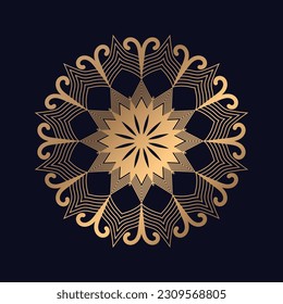Patrón árabe dorado Mandala Diseño de plantilla de vectores