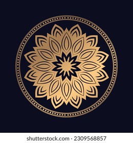 Patrón árabe dorado Mandala Diseño de plantilla de vectores