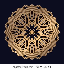 Patrón árabe dorado Mandala Diseño de plantilla de vectores