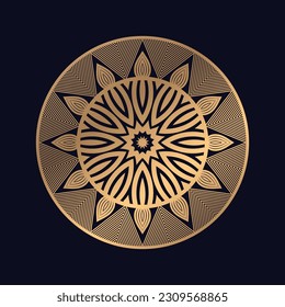 Patrón árabe dorado Mandala Diseño de plantilla de vectores