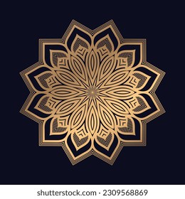 Golden Arabic Pattern Mandala Design Vector Template