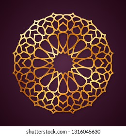 Golden, arabic round pattern, traditional eastern ornament, EPS 10 coctains transparency.