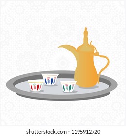 Golden Arabic Saudi Arabian Coffee/Tea Pot - Vector Illustration Isolated Icons