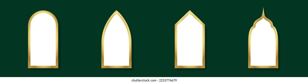 ilustración vectorial de la ventana árabica dorada. Elementos de diseño de Ramadan Kareem, arquitectura árabe tradicional