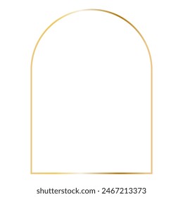 Golden arc frame. Vector outline thin aesthetic geometric shine border for invitations design