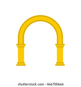Ícone de arco dourado em estilo plano em um fundo branco
