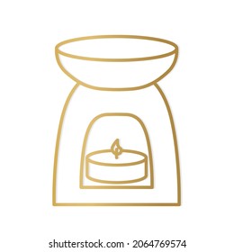 golden aromatherapy oil burner with tealight candle- vector illustration
