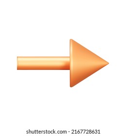 Golden Arrow 3d icon. Isolated object on a transparent background