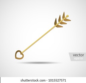 The Golden Arrow Of Cupid. Vector Illustration.