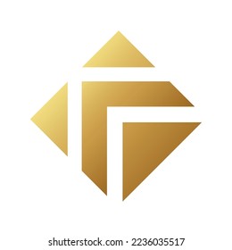 Golden Arrow Diamond Icon on a White Background