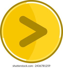 Golden arrow icon. Golden direction icon.