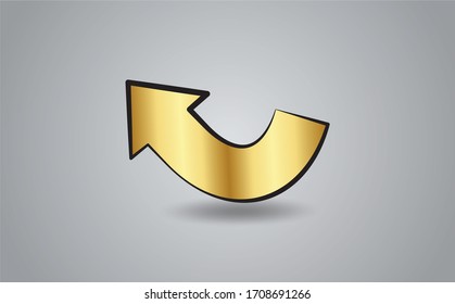 Golden Arrow Icon in trendy flat style isolated on grey background. Arrow symbol for your web site design, logo, app, UI. Vector illustration
