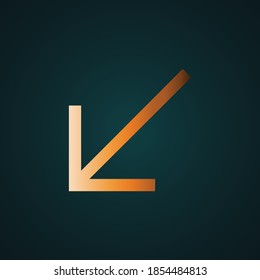 Golden arrow isolated. Gradient gold concept with dark background