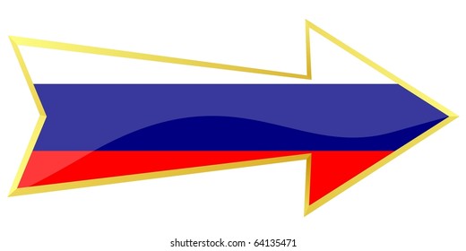 golden arrow with the national flag of Russia