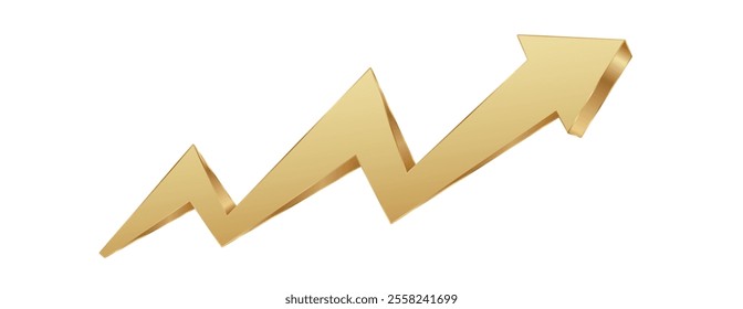 A golden arrow points upward, symbolizing positive business growth and success in finance.