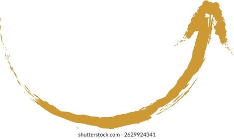golden arrow sign curves up direction up or down, scratch and dirt brush