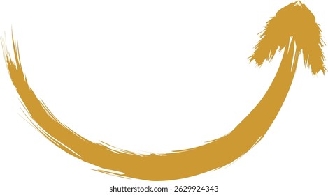 golden arrow sign curves up direction up or down, scratch and dirt brush