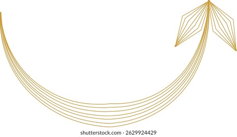 golden arrow sign curves up direction up or down, scratch and dirt brush