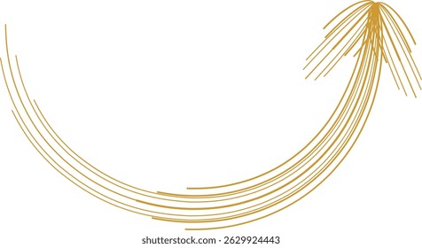 golden arrow sign curves up direction up or down, scratch and dirt brush