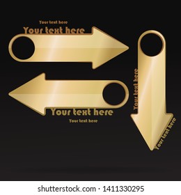 Golden arrows collection for web and print decoration,  luxury elegant set for banners and flayers , logotype elements 