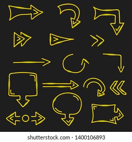 Golden Arrows set on the black background