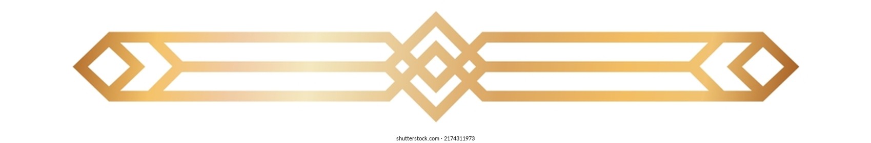 Golden Art Deco Border. Page Break Divider