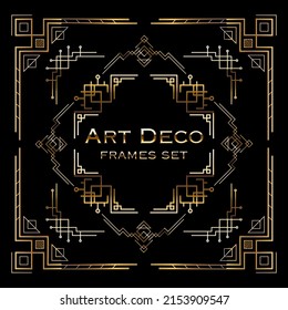 Decoración de estilo Art Deco. Colección de marcos, divisores y bordes. Ilustración del vector