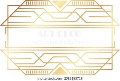 Golden art deco frame design featuring elegant geometric lines, triangles, and a sophisticated aesthetic, perfect for adding a touch of vintage glamour to any project