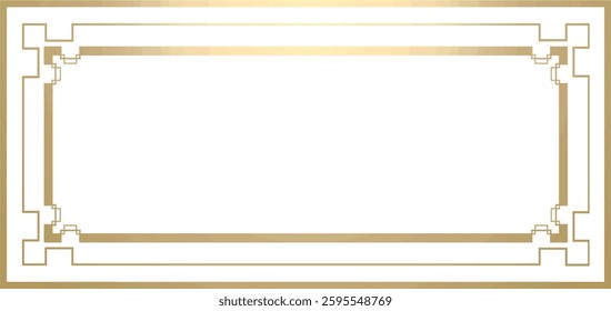 Golden Art Deco frame on white background	