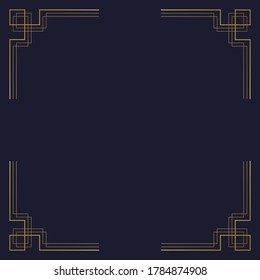 Golden art deco frame. Vector elements