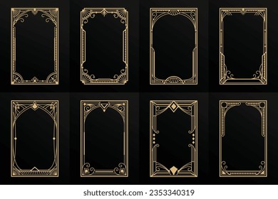 Golden art deco frames modern gold elegant vector