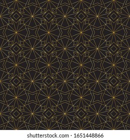 Golden art deco seamless pattern. Luxury decorative geometrical ornament, gold geometric shapes and vintage pattern vector. Elegant retro textures. Abstract background. Abstract art deco background
