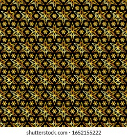Diseño de arte dorado sin fisuras. Lujoso adorno geométrico, formas geométricas doradas y vectores vintage. Texturas retro elegantes. Antecedentes abstractos. Antecedentes artísticos abstractos