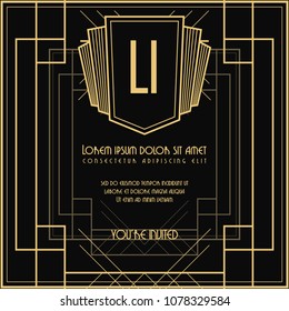 GOLDEN ART DECO WEDDING INVITATION