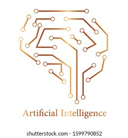 golden Artificial intelligence icon and future and advantages of it 