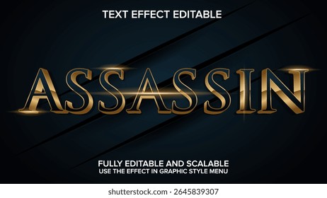 vetor de efeito de texto golden assassin editável