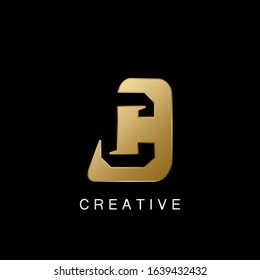 Golden Astract Techno  Letter C Logo, creative negative space vector design concept.