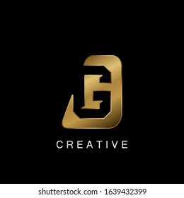 Golden Astract Techno  Letter G Logo, creative negative space vector design concept.