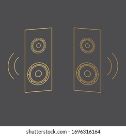 golden audio speaker icon- vector illustration