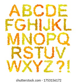 Golden autumn abc. Colorful alphabet on white background