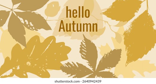 Golden autumn. Autumn banner or background with autumn leaves for different design. Vector.
