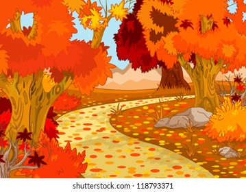 Golden Autumn Forest Landscape