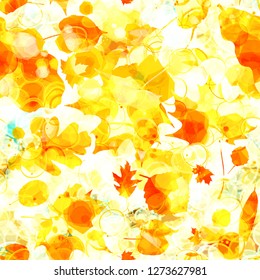 Golden autumn leaves. Light seamless texture. Abstract vector background for web page, banners backdrop, fabric, home decor, wrapping