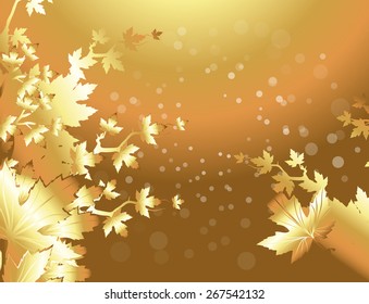 Golden Autumn Leaves Vector Background