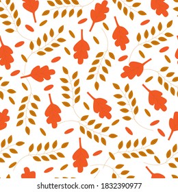 Golden autumn pattern. Leaves background