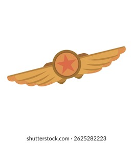 Golden aviation wing badge. Vector illustration