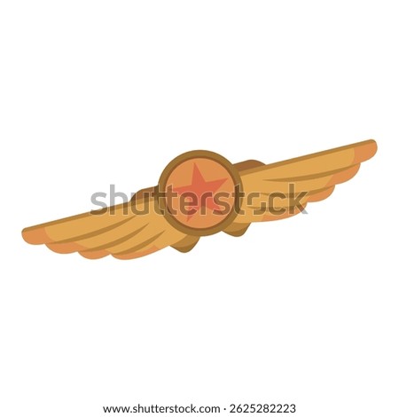 Golden aviation wing badge. Vector illustration