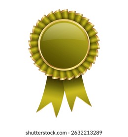 Golden Award Badge with Green Ribbon Vector Illustration